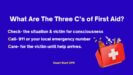 Three C's of First Aid Protocol - Check, Call, and Care